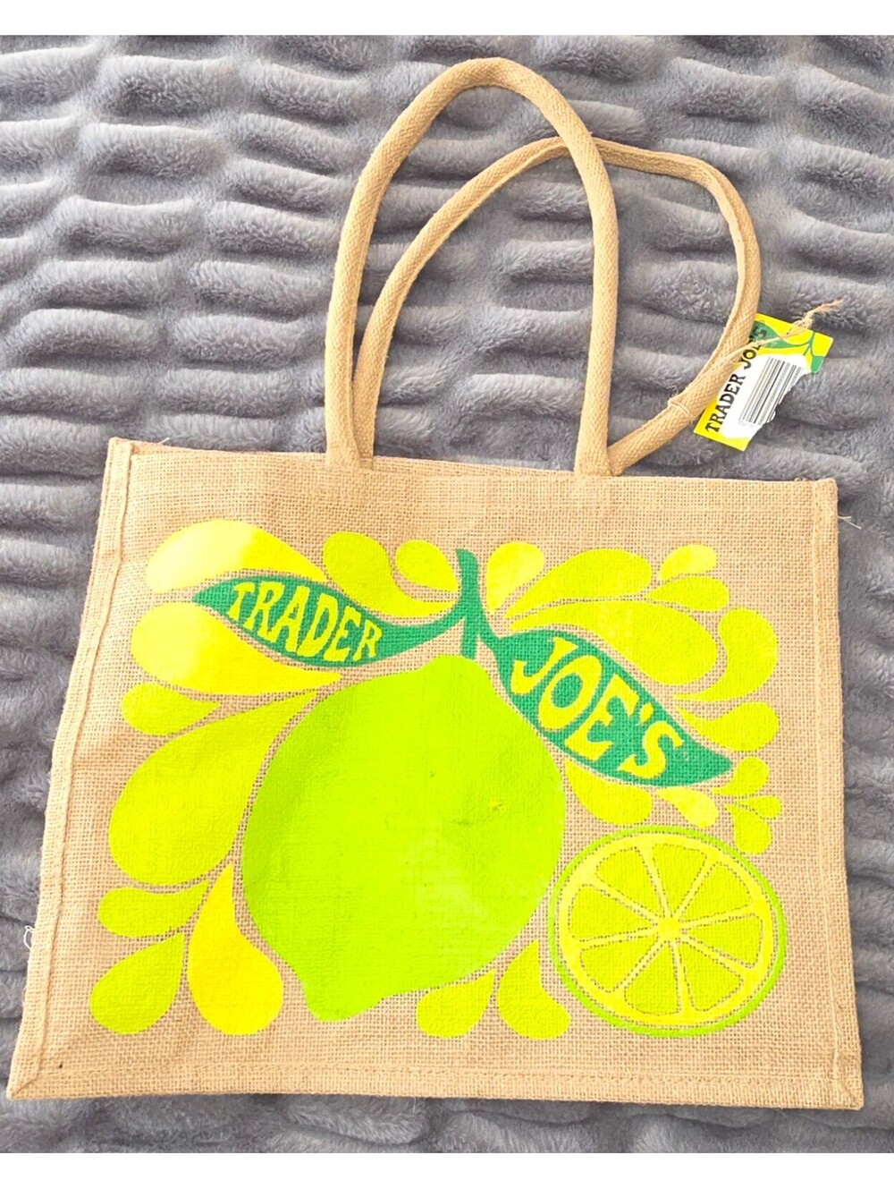 Trader Joe's Lemon Jute Tote Bag
